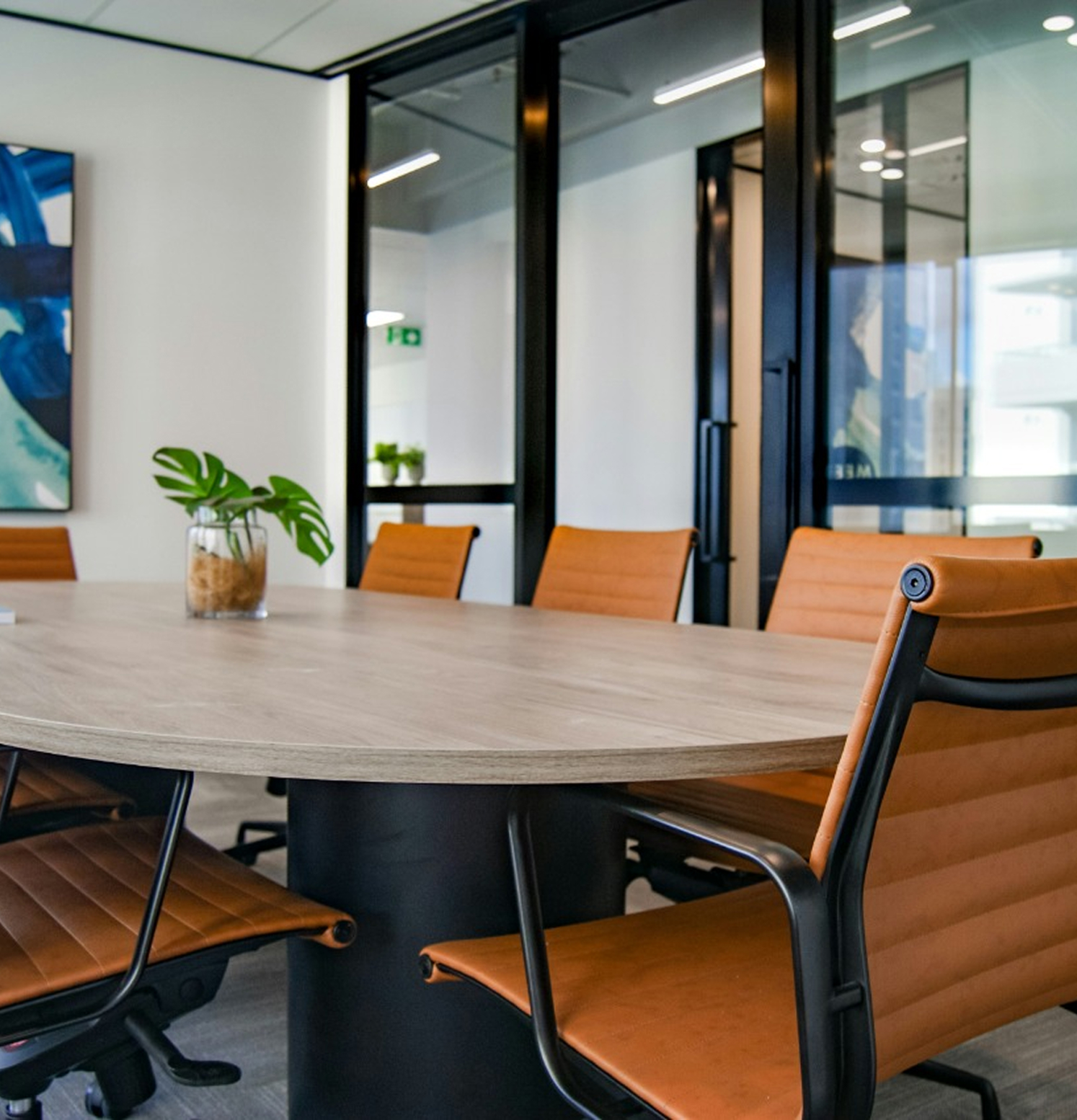 Modern office space with meeting room